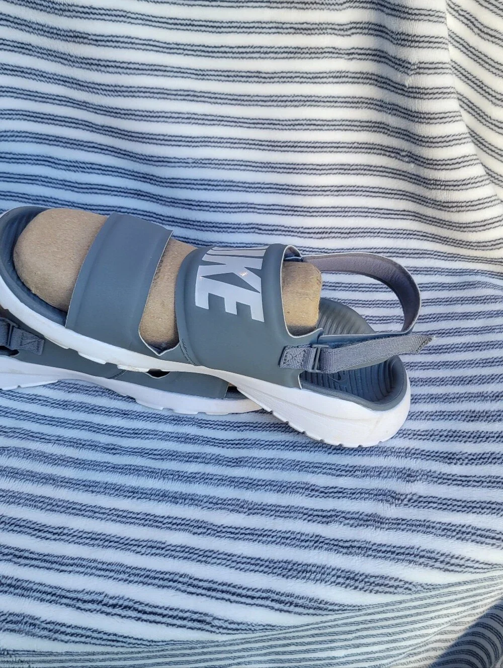 Nike Gray Double-Strap Slide Sandals